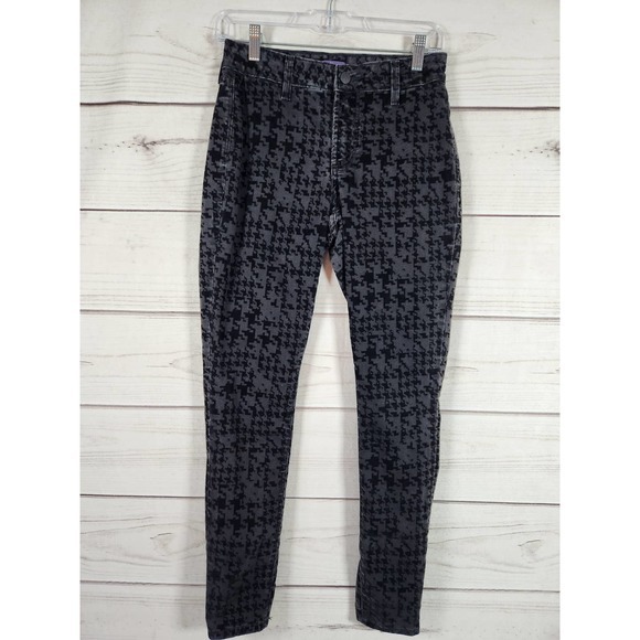 NYDJ Womens Jeans Super Skinny Velvet Texture Mid Rise Lift Tuck Stretch Black 0 - Picture 1 of 8